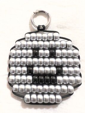 Handmade Pony Bead Smiley Face Keychain Bag Charm |